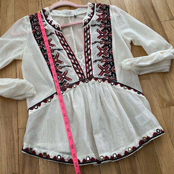 Anthropologie Akemi + Kin Embroidered Mesh Cotton Top - Picture 12 of 15